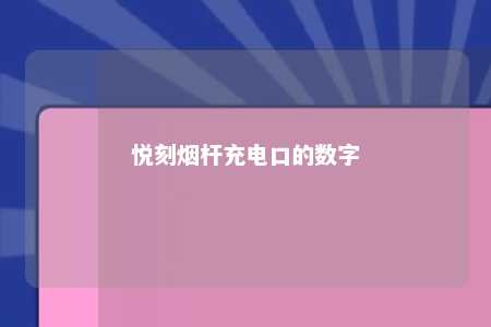 悦刻烟杆充电口的数字